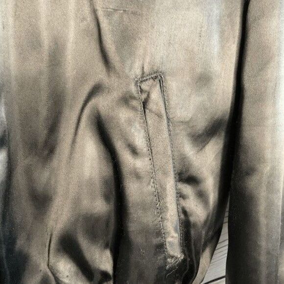 VTG Satins Black Polaris Embroidered Satin Full Zip Bomber Jacket Men Size XL - Picture 5 of 13